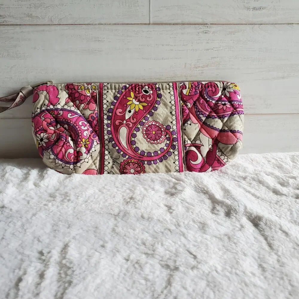 Vera Bradley Brush and Pencil Pouch in Paisley Meets Plaid Pattern